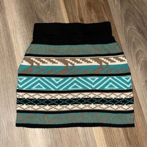 Streetwear Society Geometric Mini Skirt - Black, Brown, Teal